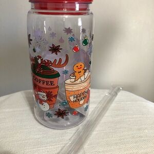 Festive Holiday Tumbler with Straw